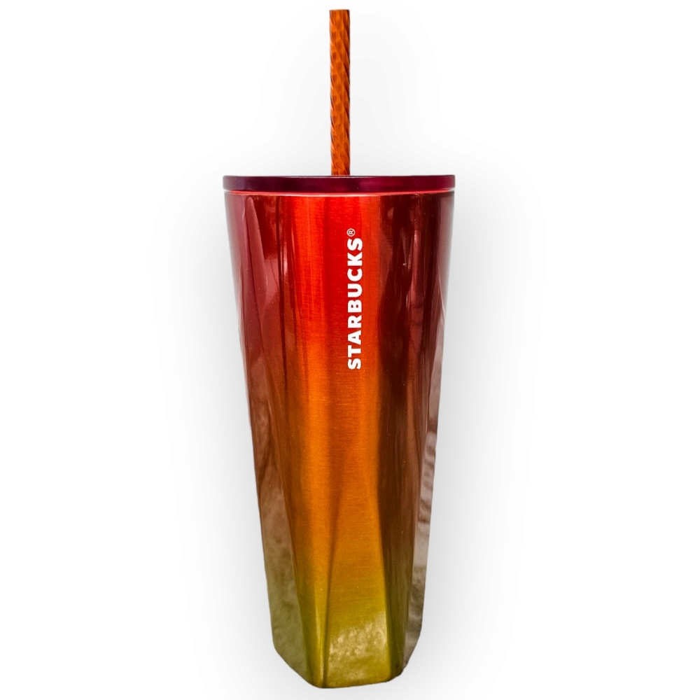 Starbucks 2022 Red to Yellow Ombre Venti 24oz Steel Metal Tumbler HEX Base